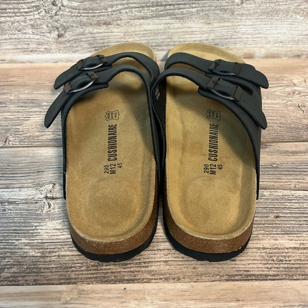 Cushionaire Lane Men's Cork Footbed Sandal Black Nubeck New! C7 - Picture 4 of 5